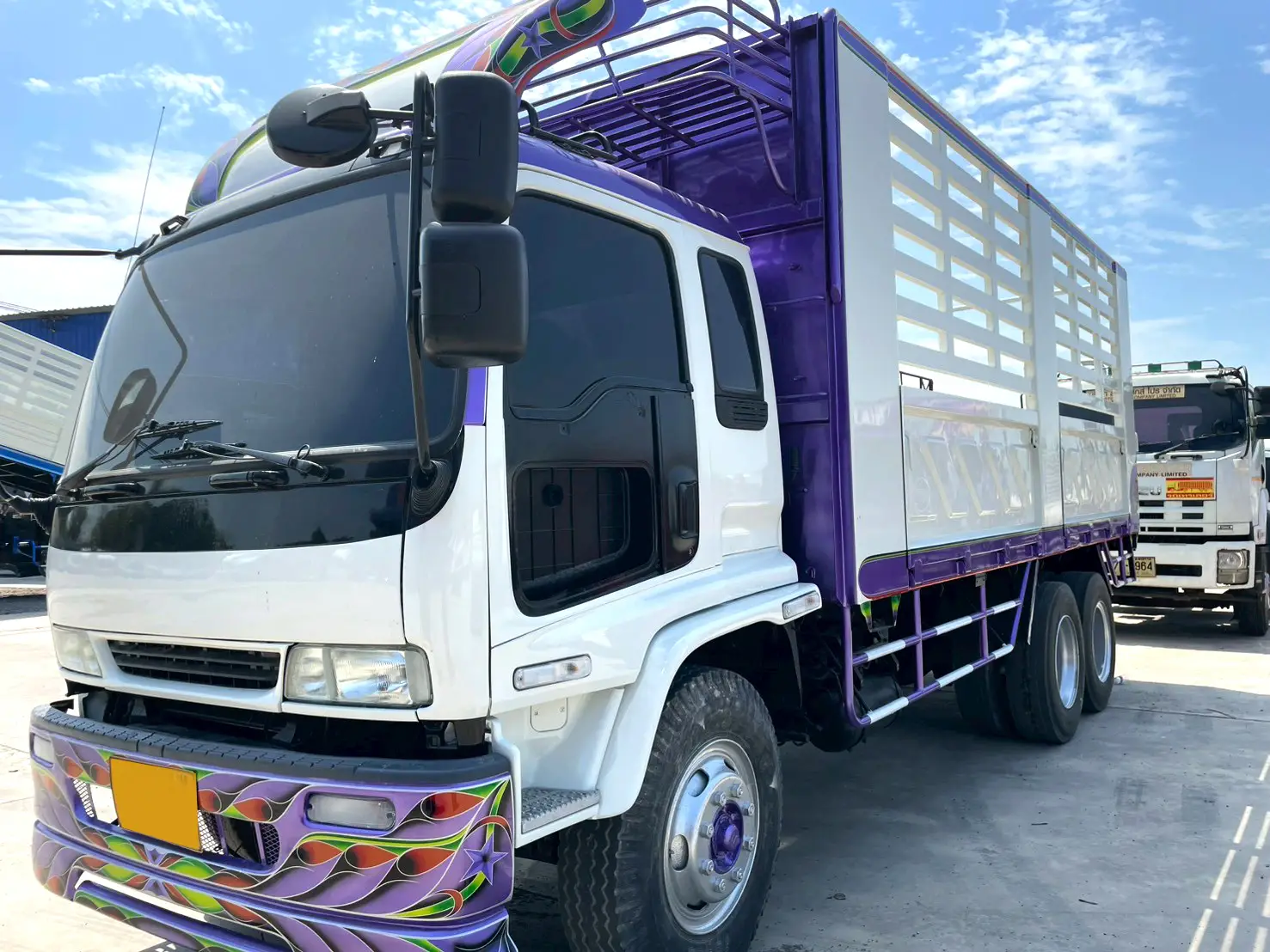 10 ล้อ คอกสูง ม่วงพ่วงทรัพย์ ISUZU FVM 195 แรง ปี 43