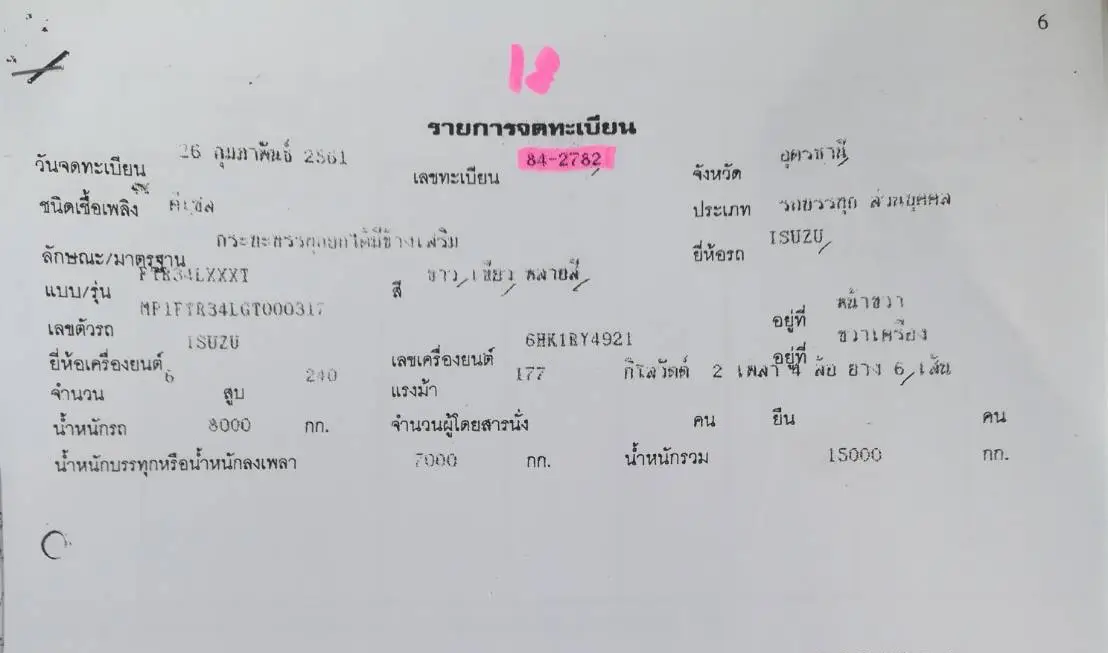 ISUZU FTR 6 ล้อดั้มเกษตร  240 แรง ปี 61